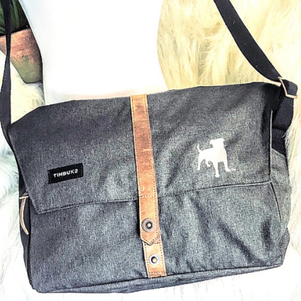 Unique TimBuk2 Grey Messenger Bag with Pit Bull